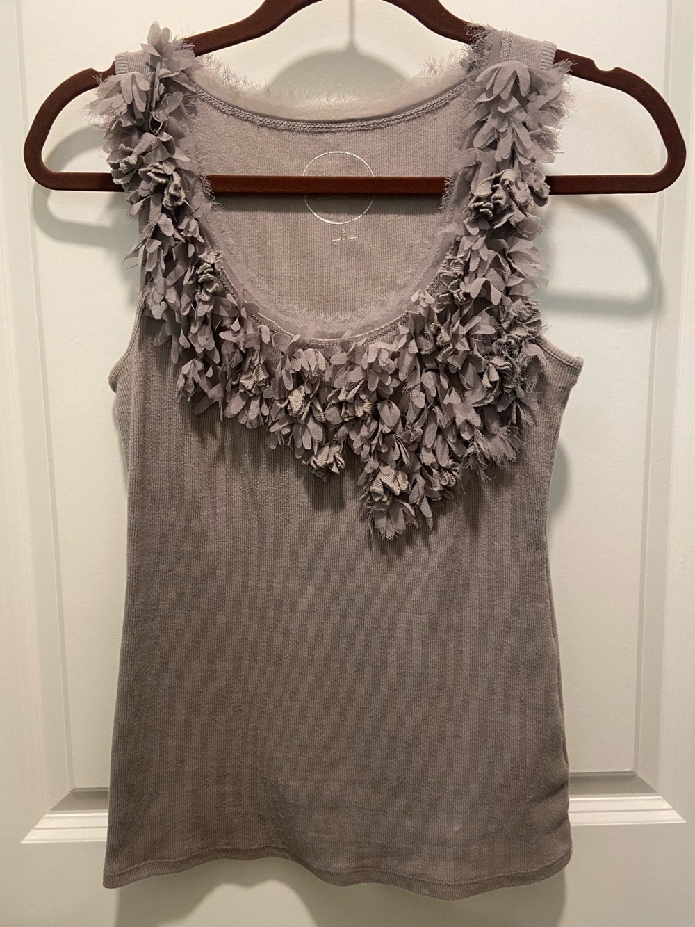 INC Sleeveless Ruffle Trim Tank Top - Taupe